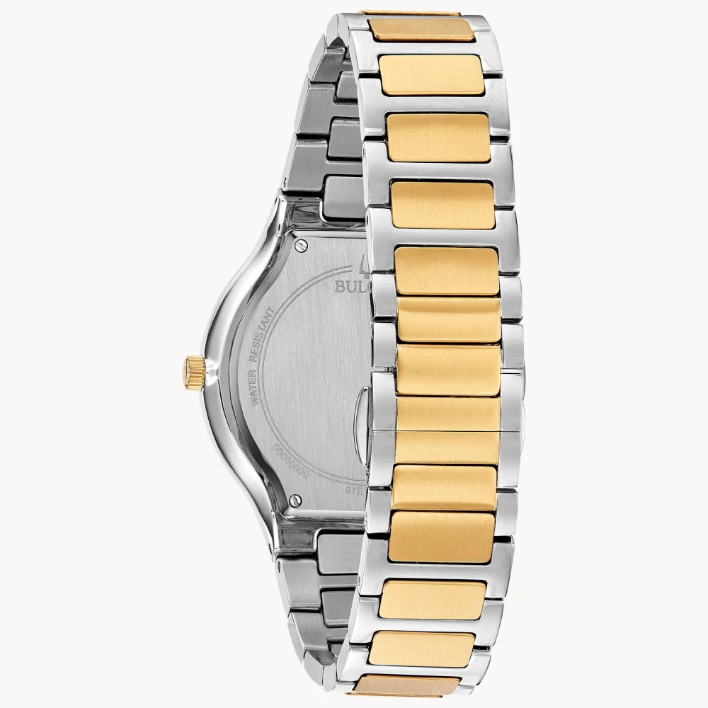 Bulova® Modern Collection Men's Two Tone Futuro Watch w/Round Blue Dial (43 Mil)