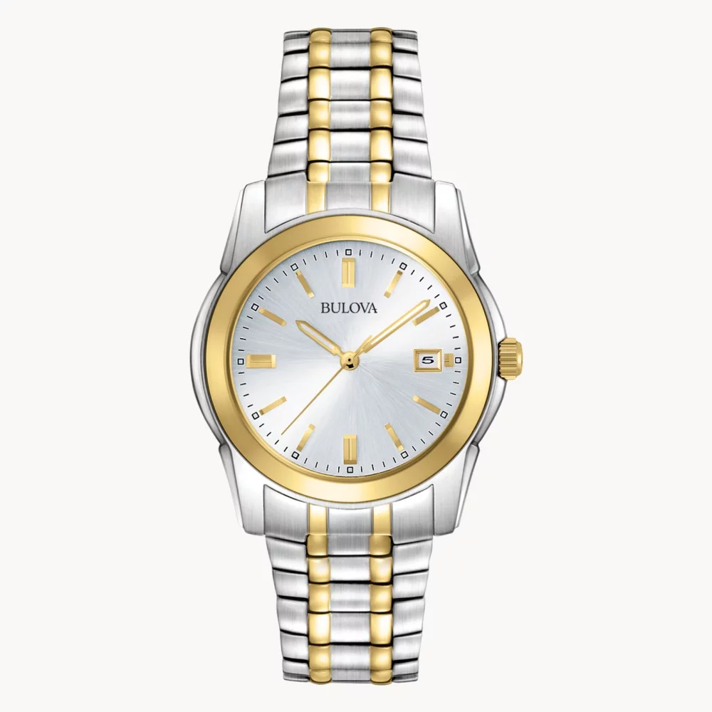 Bulova® Classic Collection Men's Two Tone Watch w/Round Silver Dial