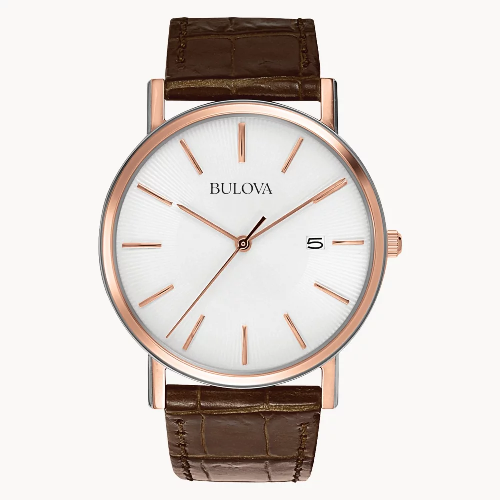 Montre homme Bulova® Classic Collection en or rose avec cadran à motif