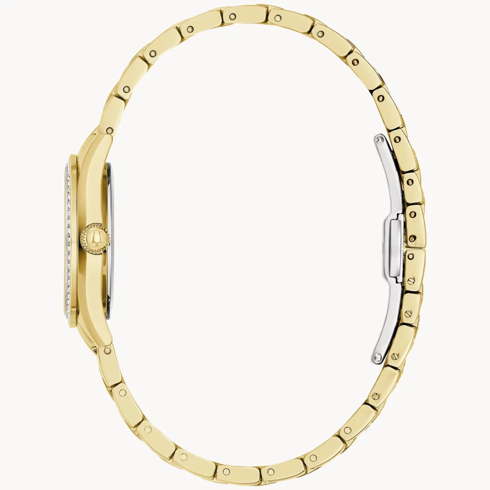 Bulova® Crystal Collection Women's Gold Watch w/Mother Of Pearl Dial