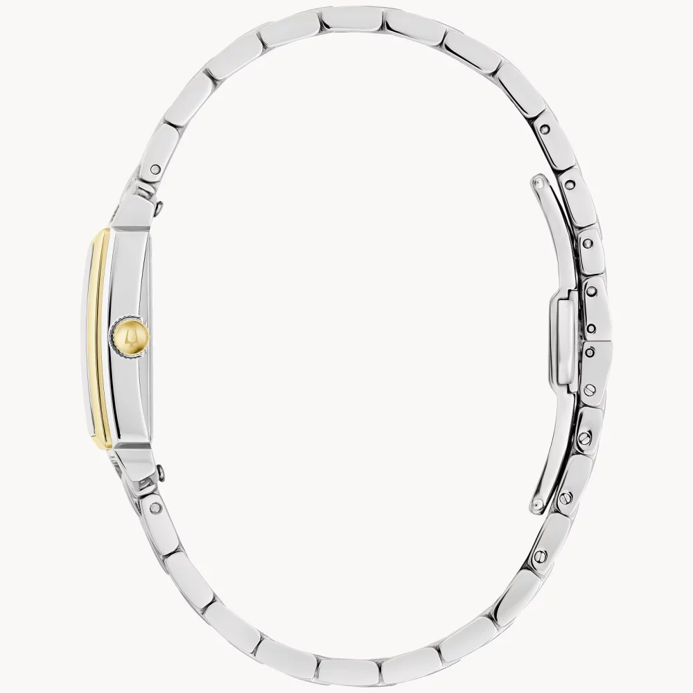 Montre Bulova® Classic Collection pour femmes, modèle Sutton bicolore avec cadran en nacre blanche.