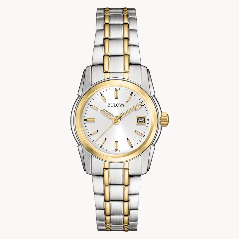 Bulova® Classic Collection Women's Two Tone Watch w/Round Silver Dial