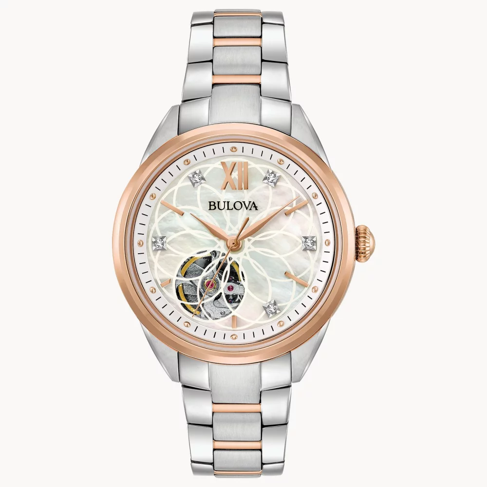 Bulova® Classic Collection Women's Rose Gold Sutton Automatic Watch w/Diamonds