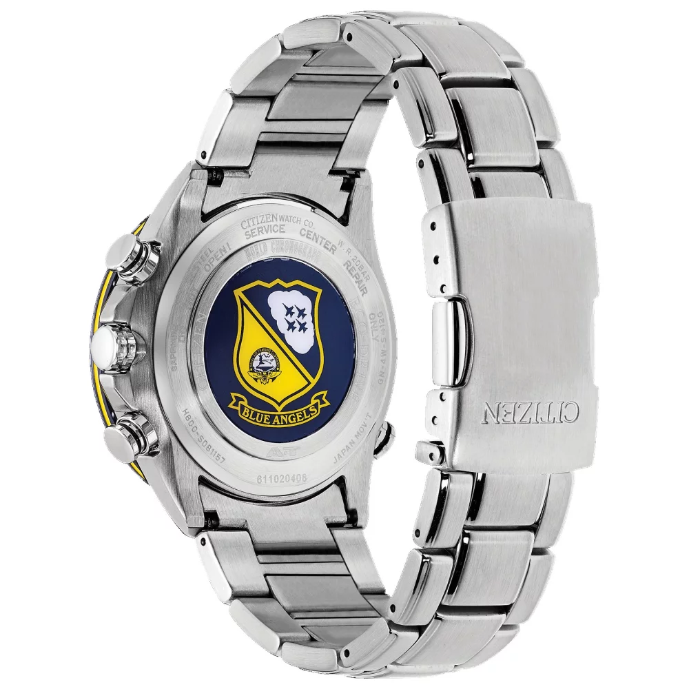 Citizen® Men's Blue Angels World Chronograph A-T Watch w/Metal Bracelet