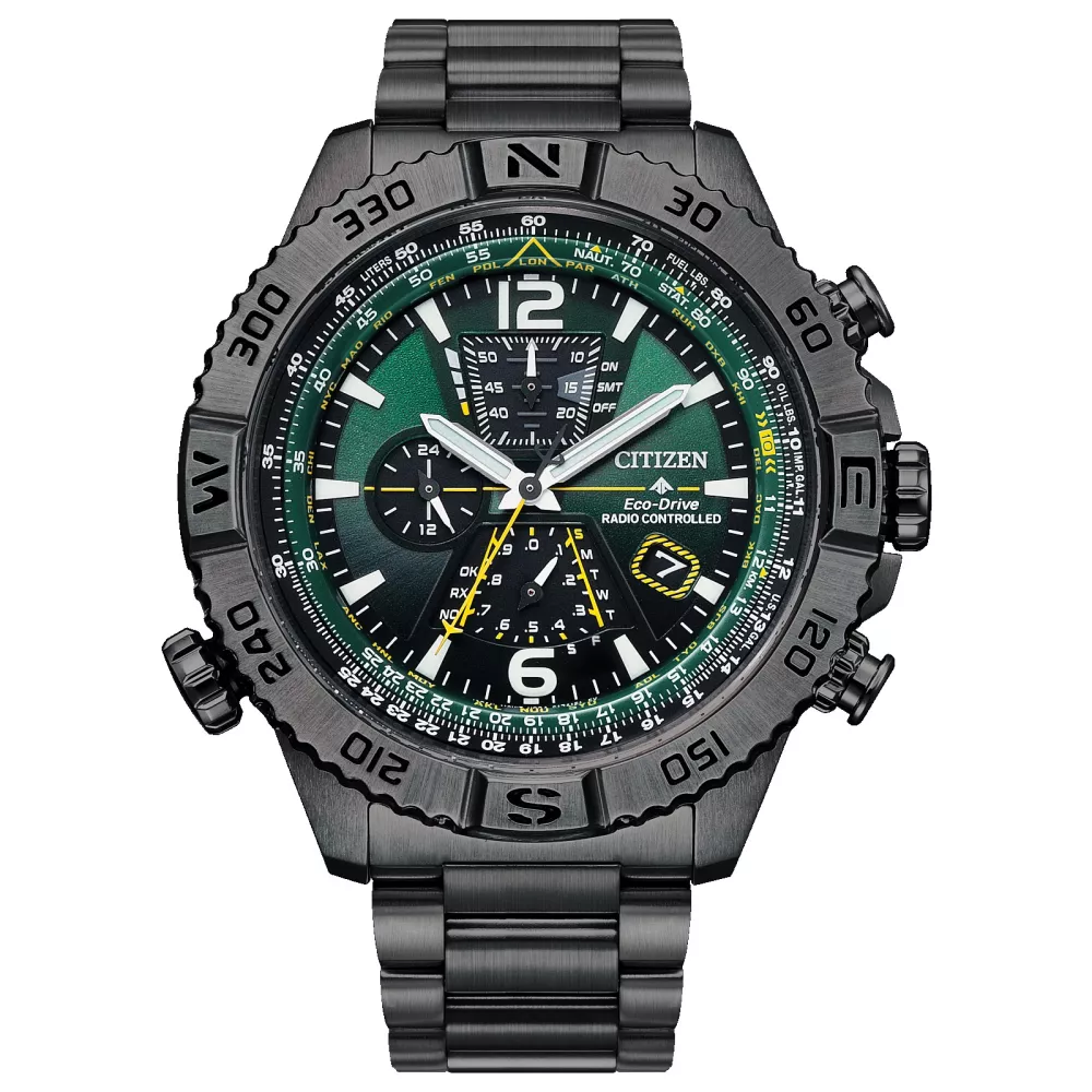 Montre Citizen® Promaster Air Collection Navihawk A-T pour hommes avec cadran dégradé rond en gris.