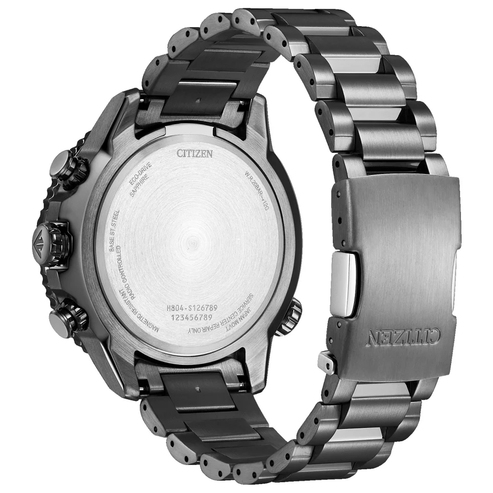 Montre Citizen® Promaster Air Collection Navihawk A-T pour hommes avec cadran dégradé rond en gris.
