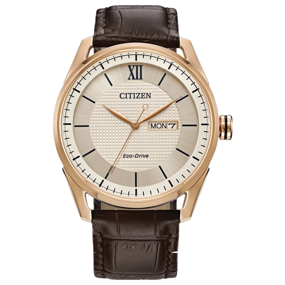 Citizen® Classic Collection Men's Rose Gold Watch w/Embossed Leather Strap