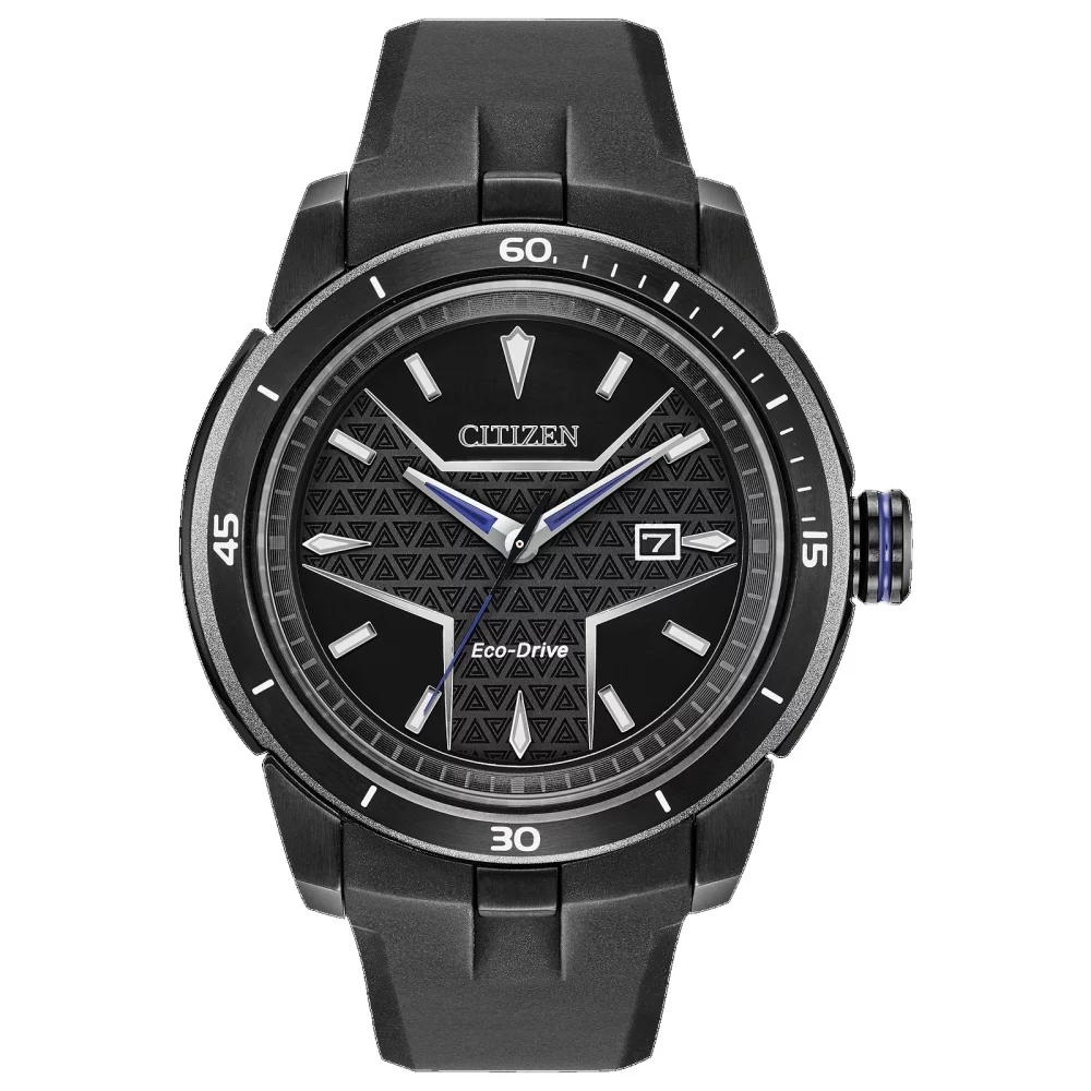 Montre Citizen® Marvel® Collection pour homme Black Panther™ avec cadran rond à motif tribal.