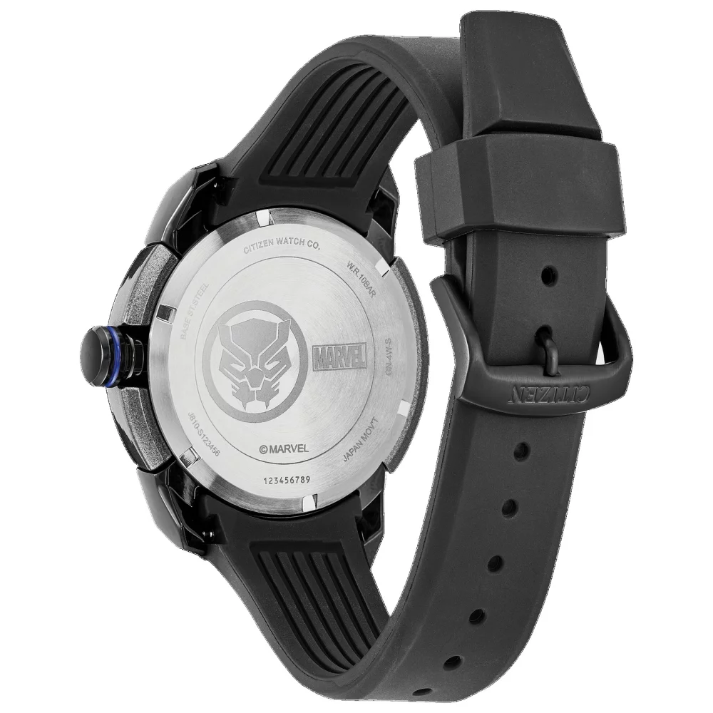 Montre Citizen® Marvel® Collection pour homme Black Panther™ avec cadran rond à motif tribal.
