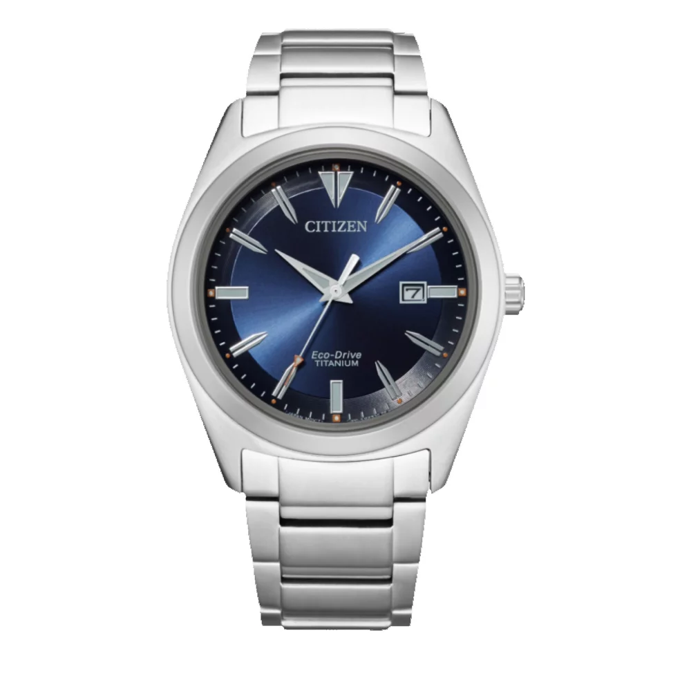 Citizen® Super Titanium™ Collection Men's Silver Watch w/Round Blue Dial