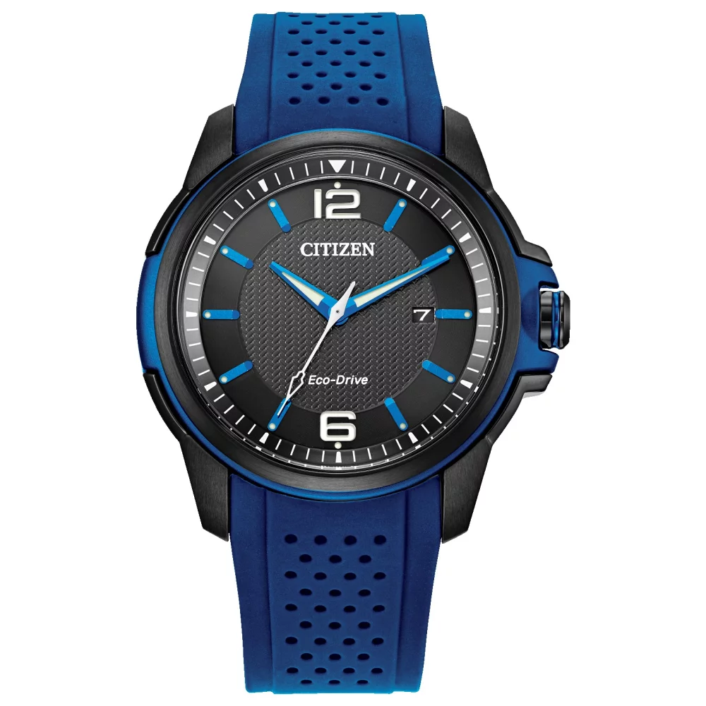 Citizen® Drive Style Men's Black Weekender Watch w/Blue Polyurethane Strap