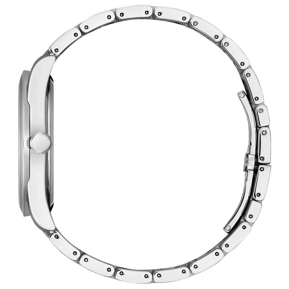 Citizen® Fiore Collection Men's Silver Watch w/Round Black Dial