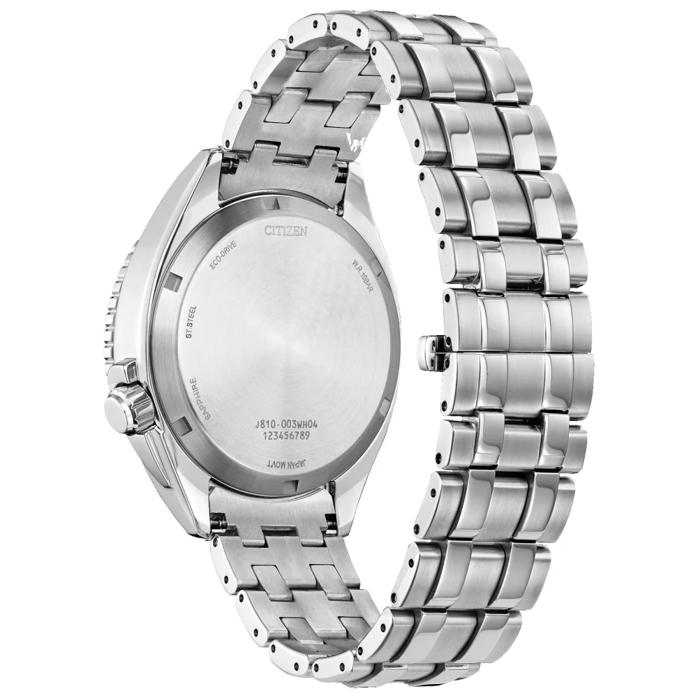 Montre Citizen® pour homme, modèle Carson en argent avec cadran rond bleu.