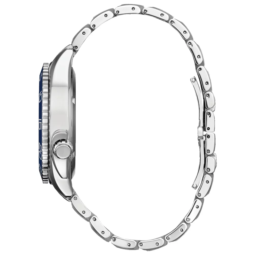 Citizen® Men's Silver Carson Watch w/Round Blue Dial