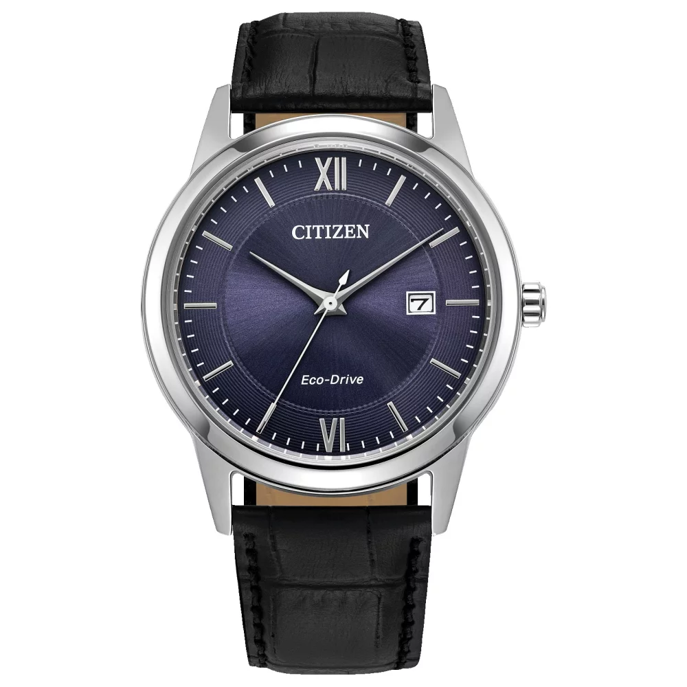 Montre classique Citizen® pour homme en argent avec bracelet en cuir