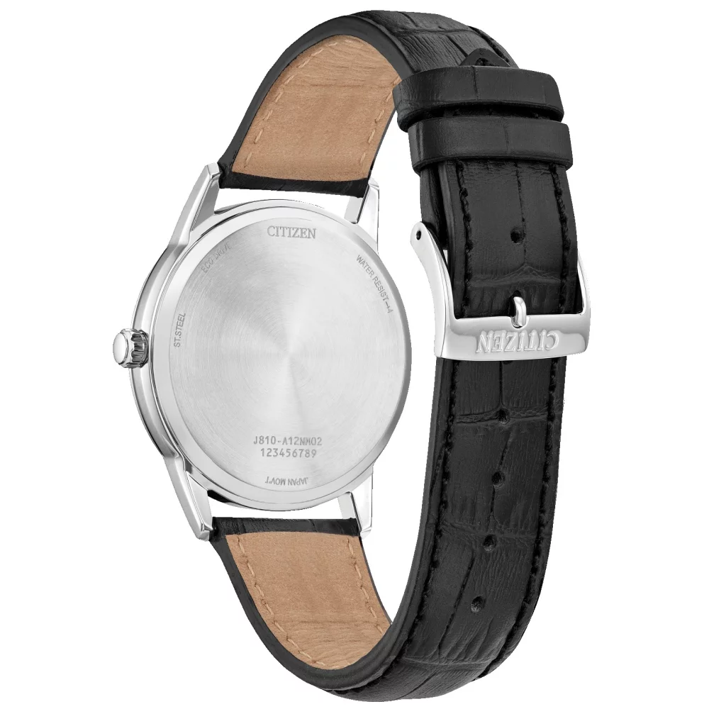 Montre classique Citizen® pour homme en argent avec bracelet en cuir
