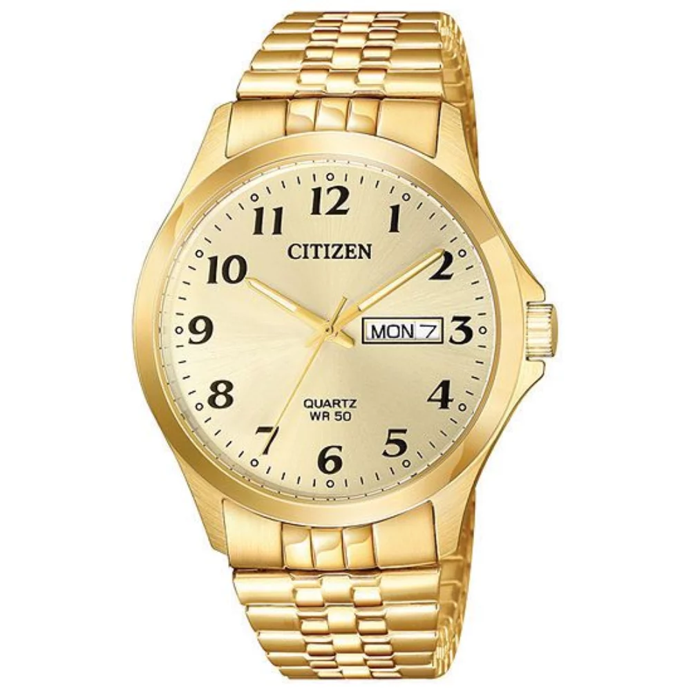 Citizen® Men's Quartz Gold Tone Stainless Steel Watch w/Round Gold Dial