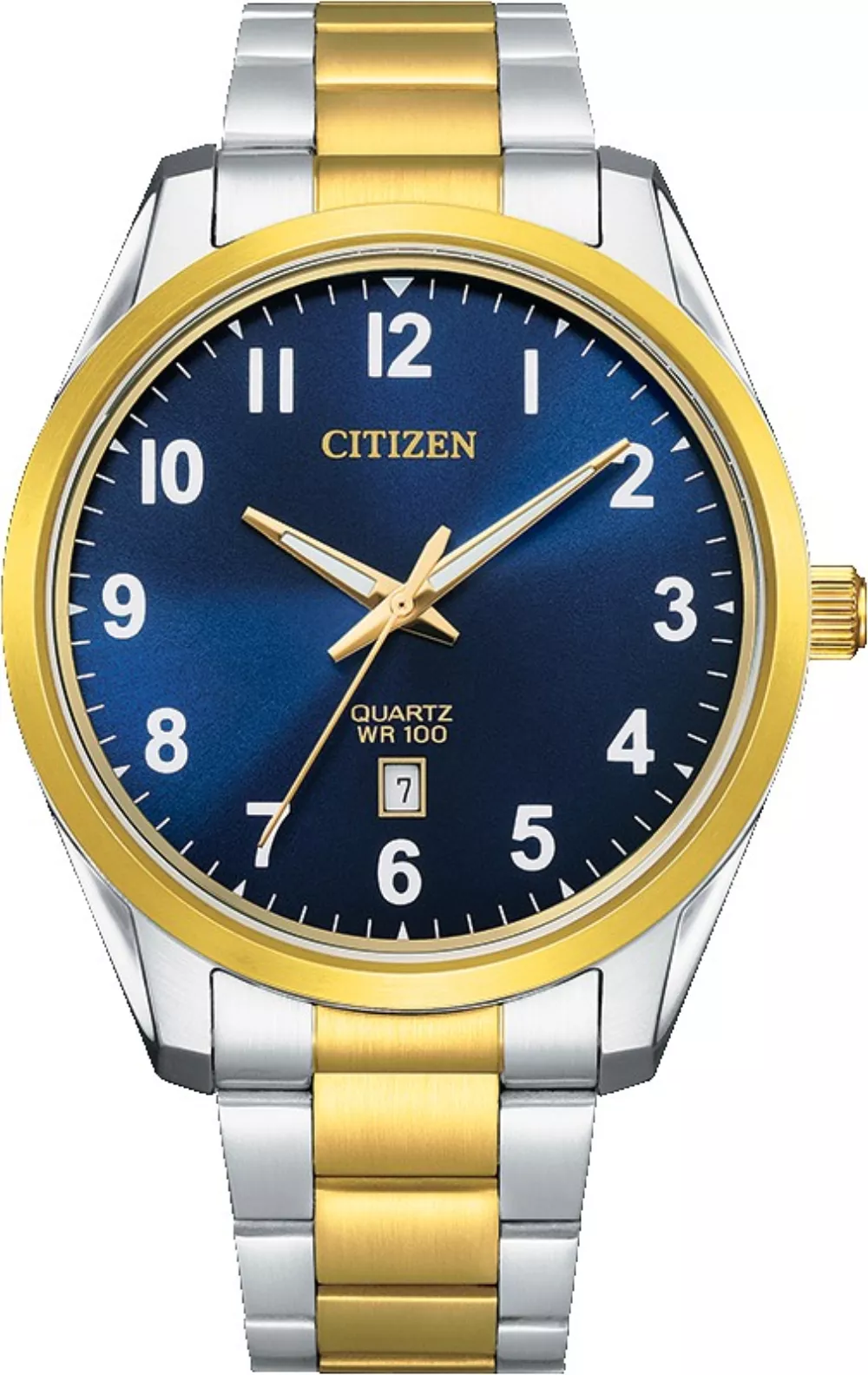 Citizen® Men's Quartz Two Tone Stainless Steel Watch w/Round Blue Dial
