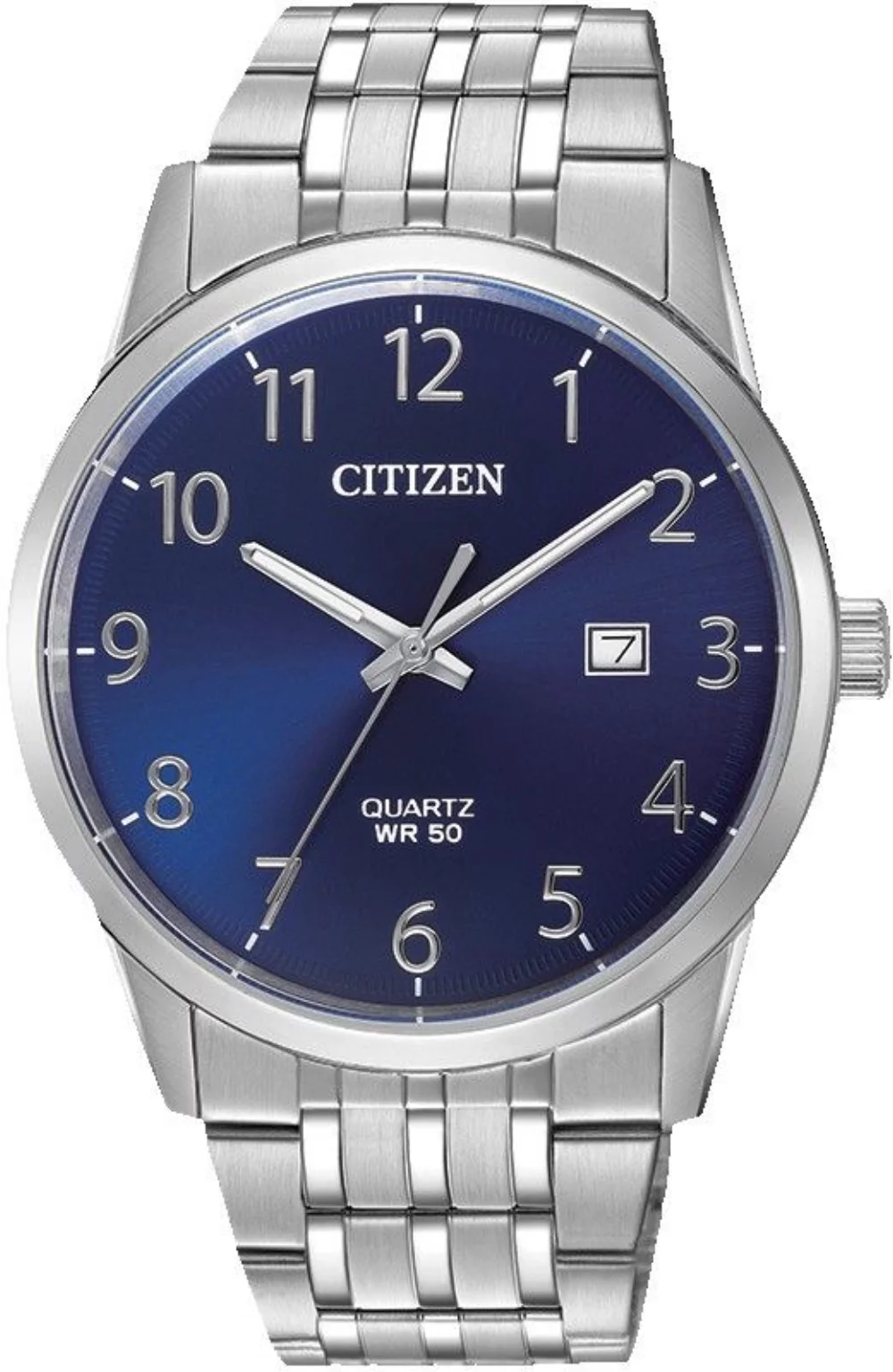 Citizen® Men's Quartz Stainless Steel Watch w/Round Blue Dial