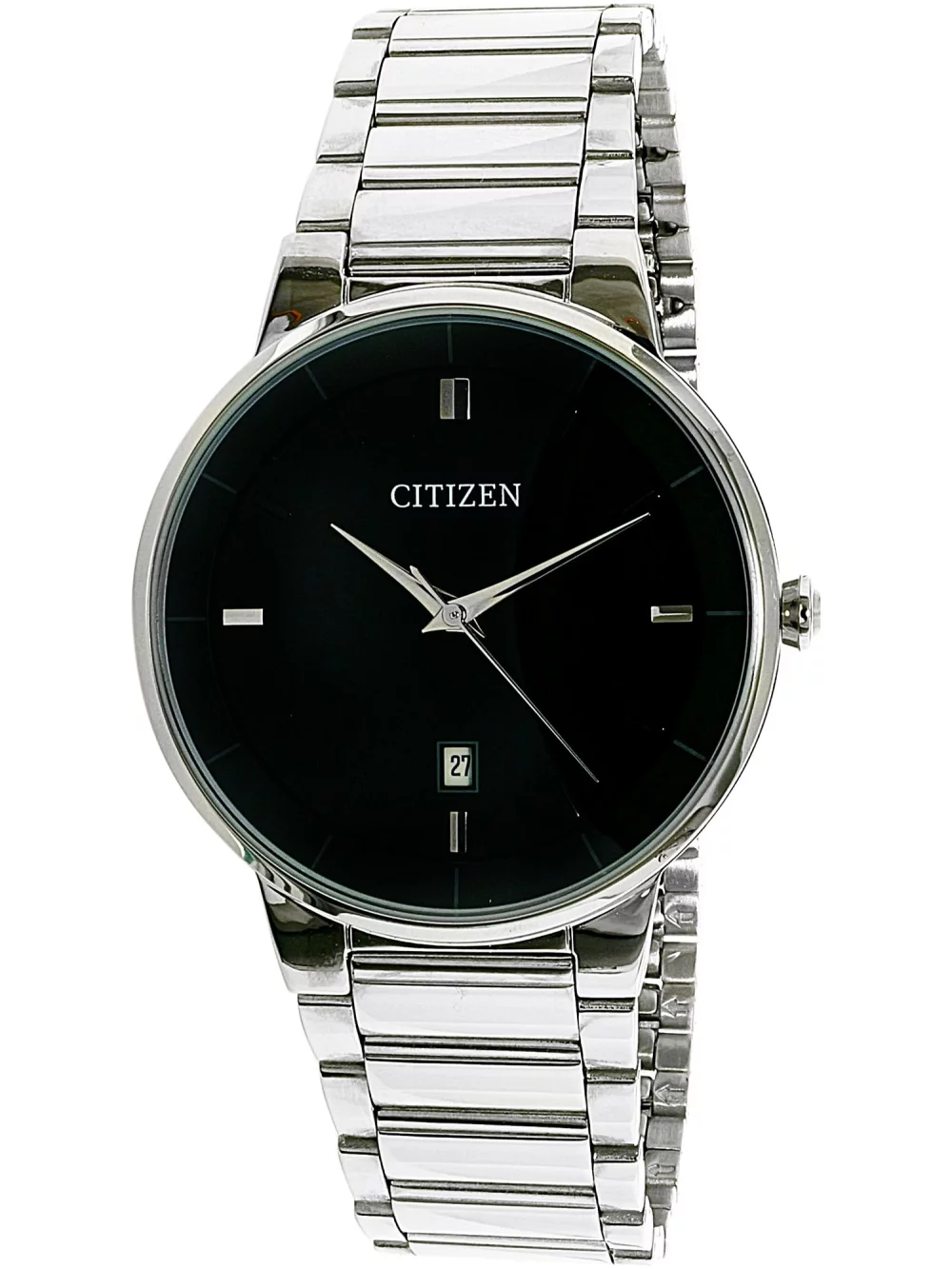 Montre Citizen® pour homme en acier inoxydable à quartz avec cadran rond noir (40 mm)