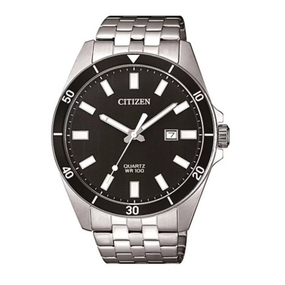 Citizen® Men's Quartz Stainless Steel Watch w/Round Black Analog Dial (42 Mil)