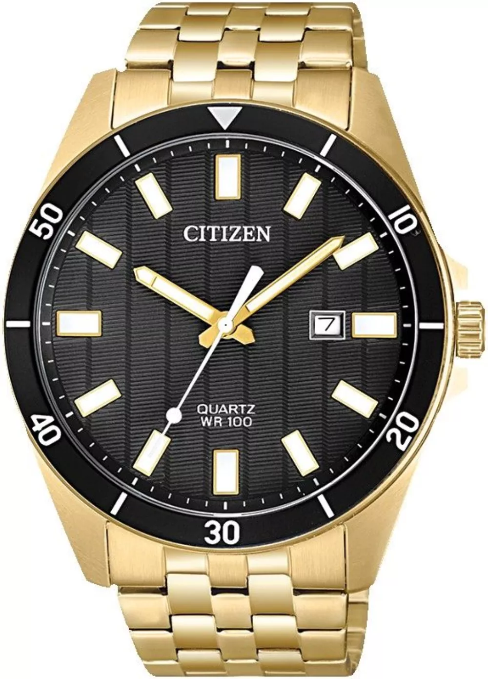 Citizen® Men's Quartz Gold Tone Stainless Steel Watch w/Round Black Dial (42 Mil)