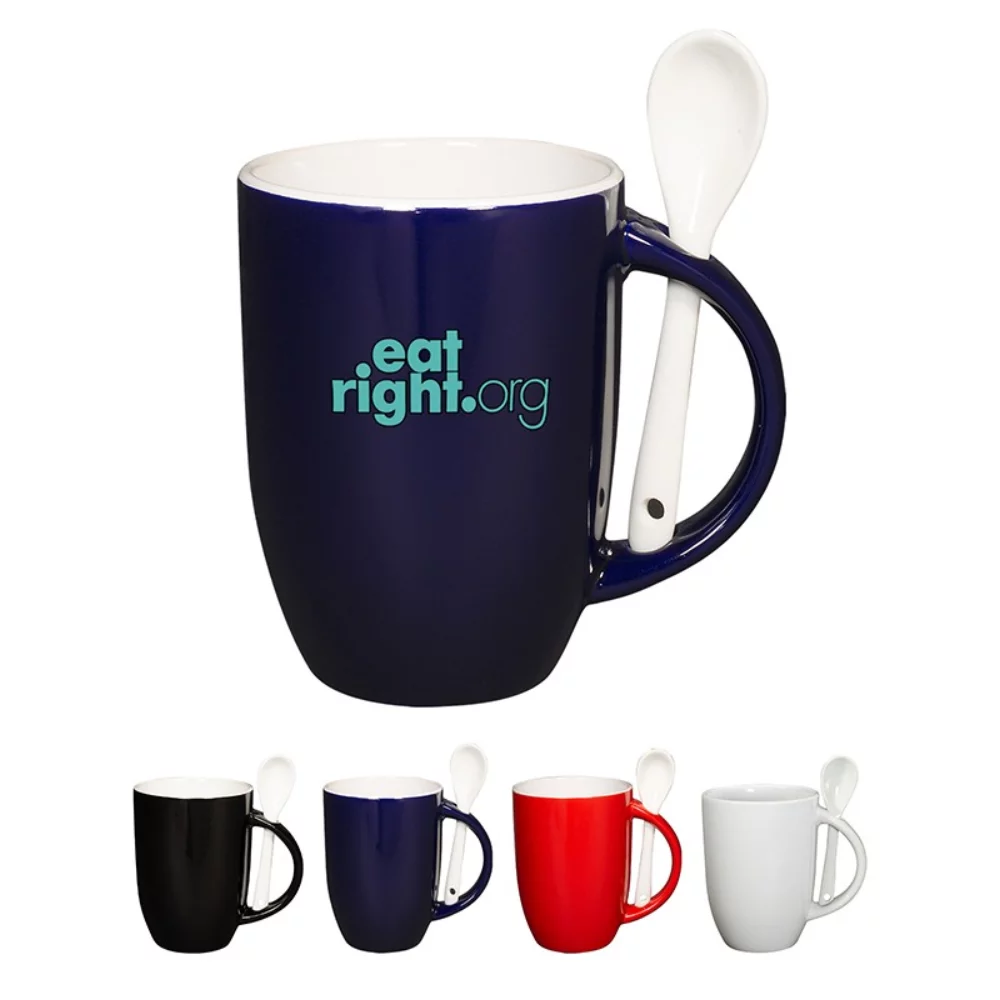 Tasse en céramique élégante de 12 oz avec cuillère