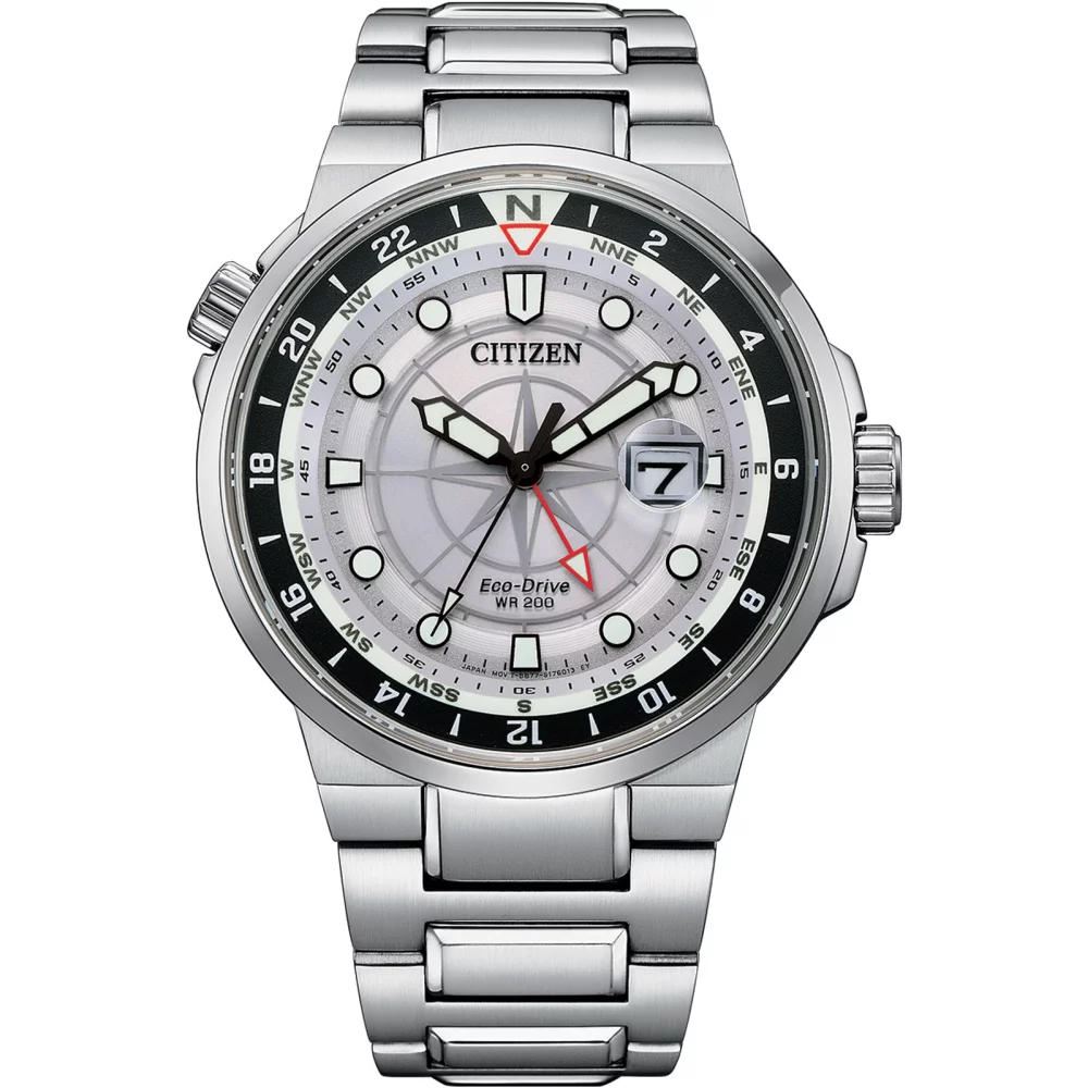 Montre Citizen® Sport Luxury Collection Endeavor GMT pour hommes en argent avec cadran gris rond