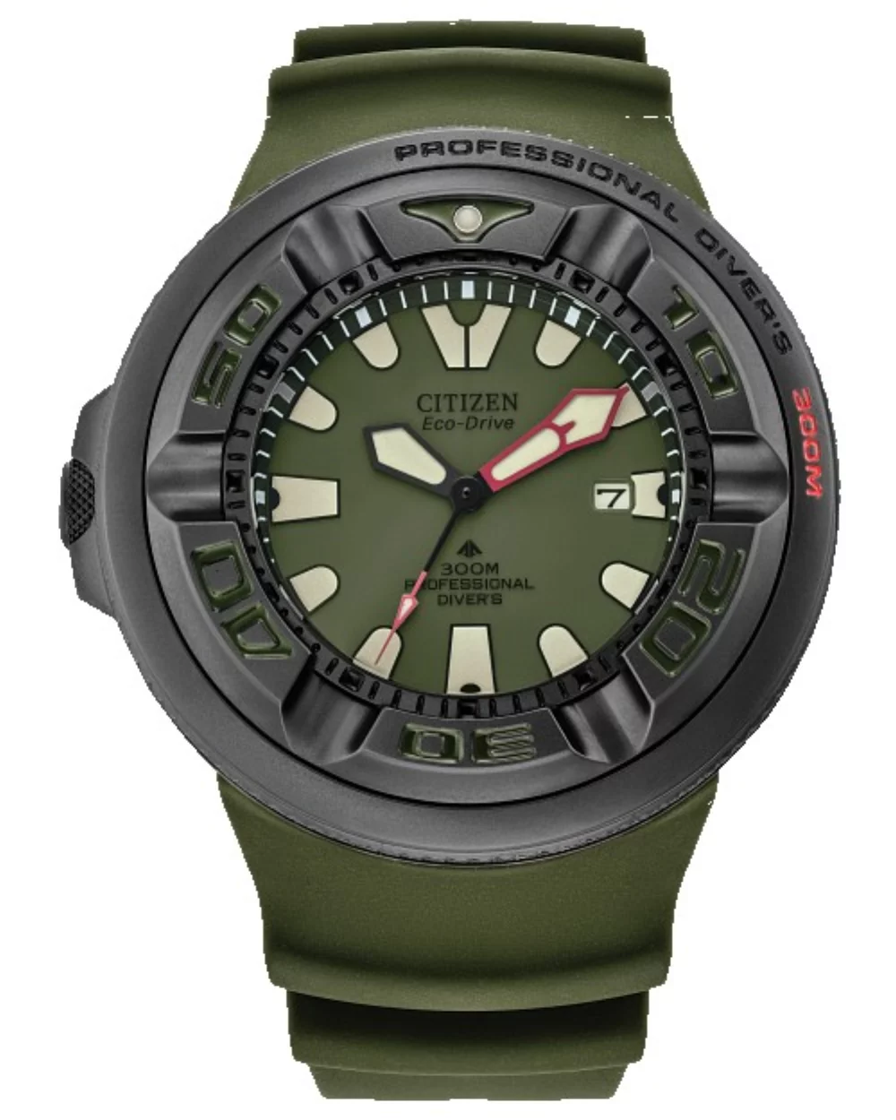 Montre Citizen® Promaster Sea Collection Ecozilla pour homme avec bracelet en polyuréthane vert.