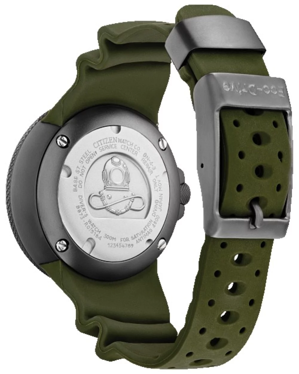 Montre Citizen® Promaster Sea Collection Ecozilla pour homme avec bracelet en polyuréthane vert.