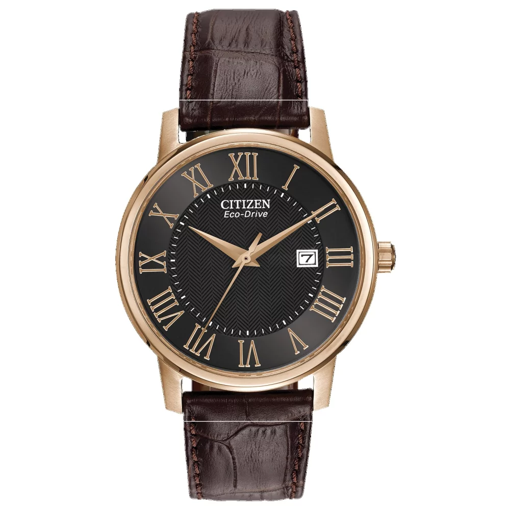 Montre classique Citizen® Corso Collection pour hommes en or rose avec chiffres romains