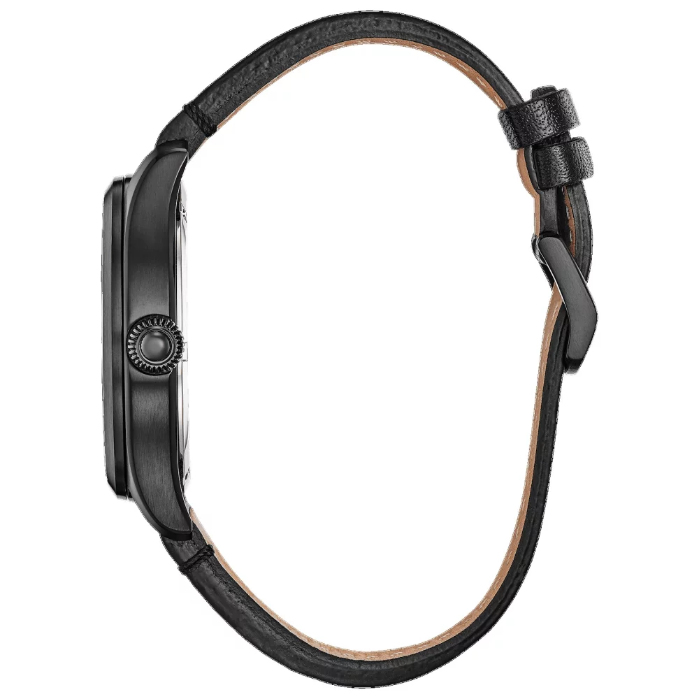 Citizen® Men's Black Garrison Watch w/Leather Strap