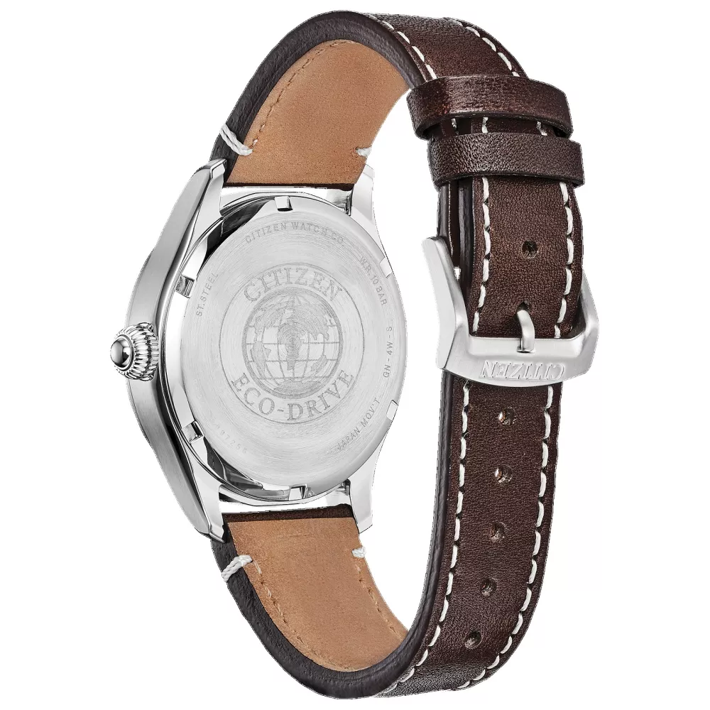 Montre Citizen® pour homme, modèle Garrison en argent avec bracelet en cuir