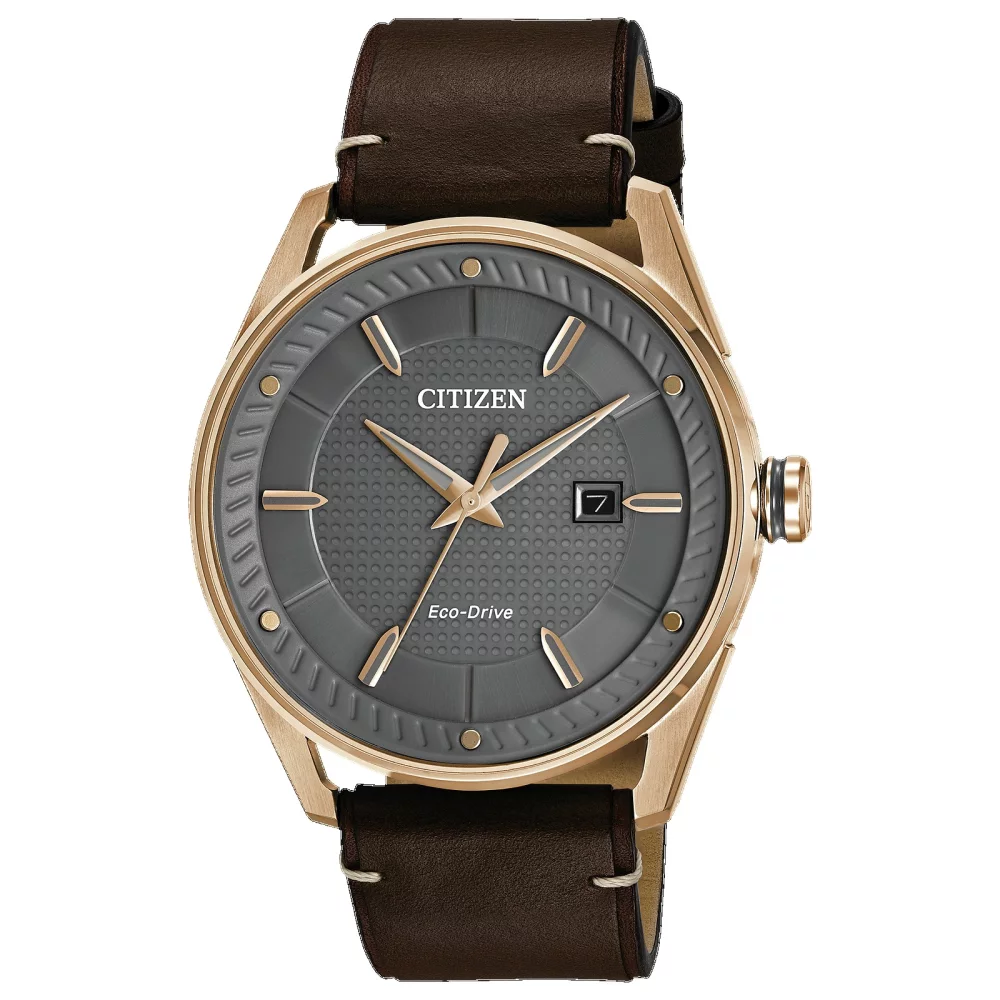 Montre Citizen® Drive Style Weekender pour homme en or rose avec bracelet en cuir