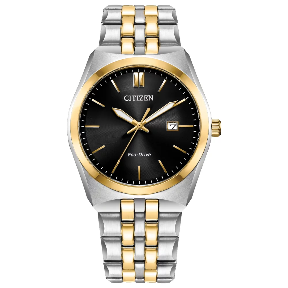 Montre Citizen® Corso pour hommes en deux tons avec cadran noir rond