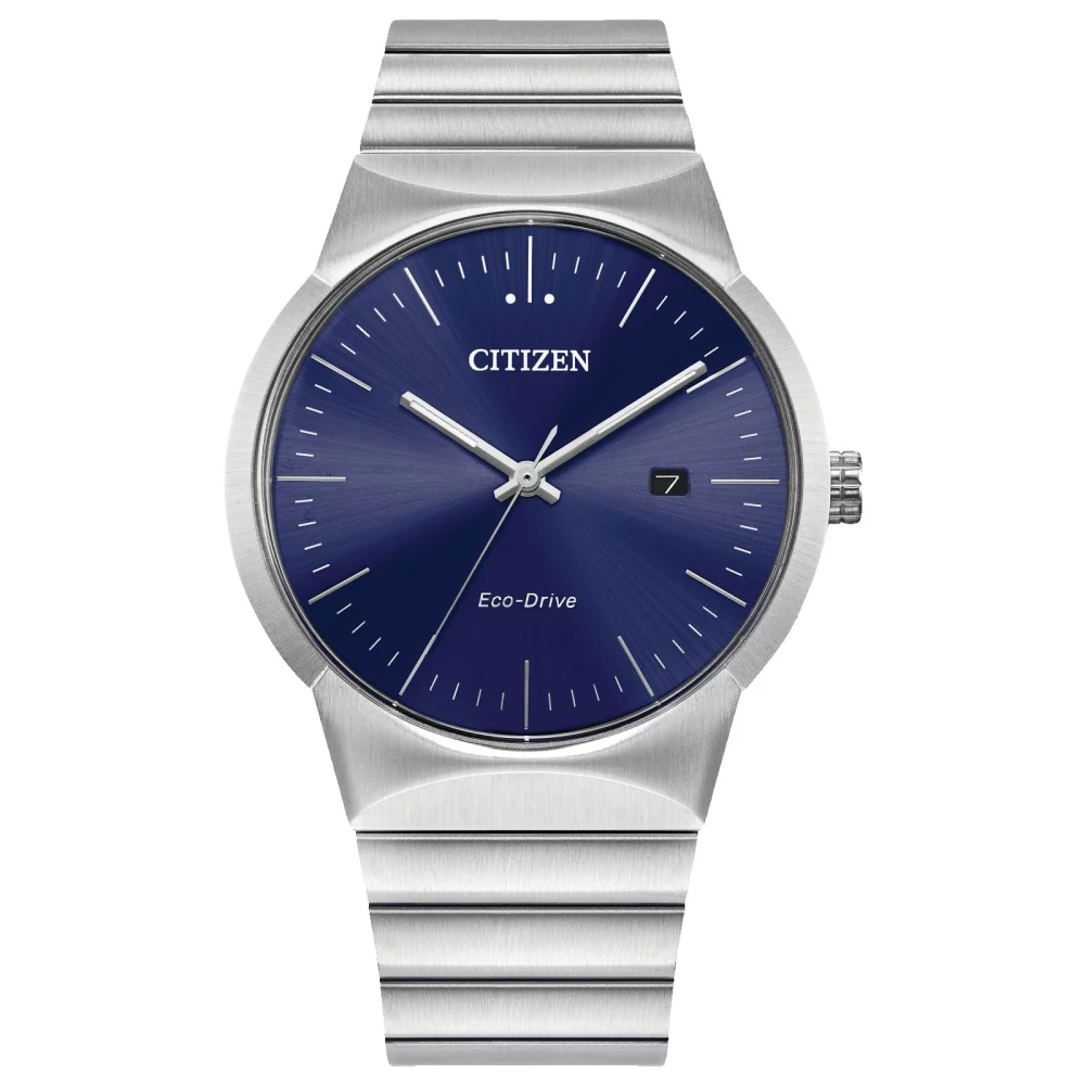 Montre Citizen® Axiom pour homme en argent avec cadran rond bleu