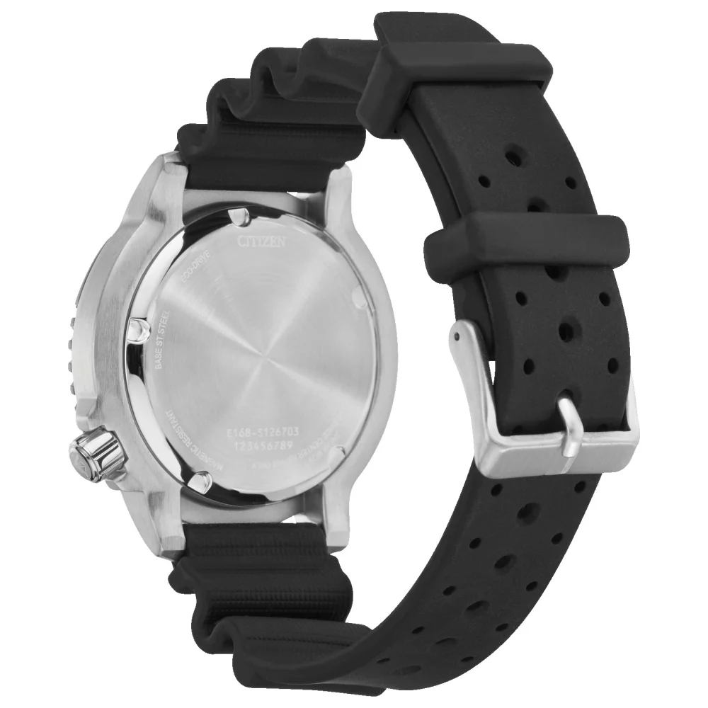 Montre de plongée professionnelle Citizen® Promaster Sea Collection pour homme, argentée, avec cadran rond noir.