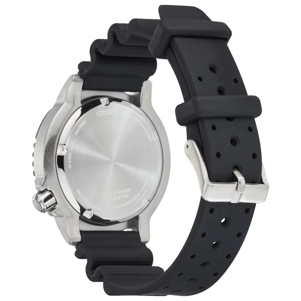 Montre de plongée professionnelle Citizen® Promaster Sea Collection pour homme avec boîtier argenté et lunette verte ronde.