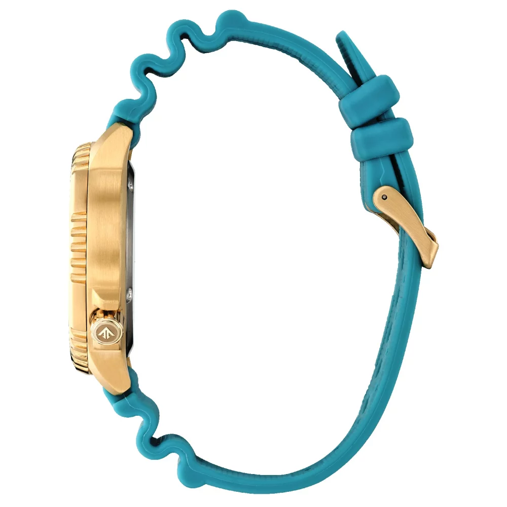 Montre de plongée professionnelle Citizen® Promaster Sea Collection pour hommes en or avec cadran rond bleu turquoise.