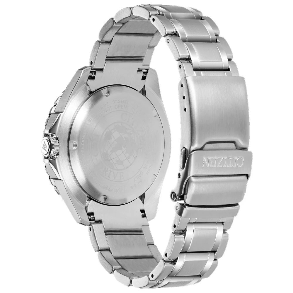 Montre de plongée Citizen® Promaster Sea Collection pour homme avec cadran bleu rond et bracelet argenté.