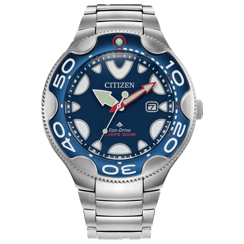 Montre de plongée Citizen® Promaster Sea Collection pour homme, cadran argenté avec motif baleine ocra.