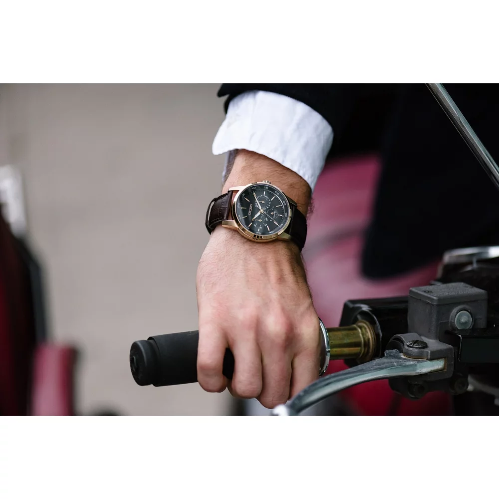 Montre classique Citizen® Corso Collection pour hommes en or rose avec cadran noir rond