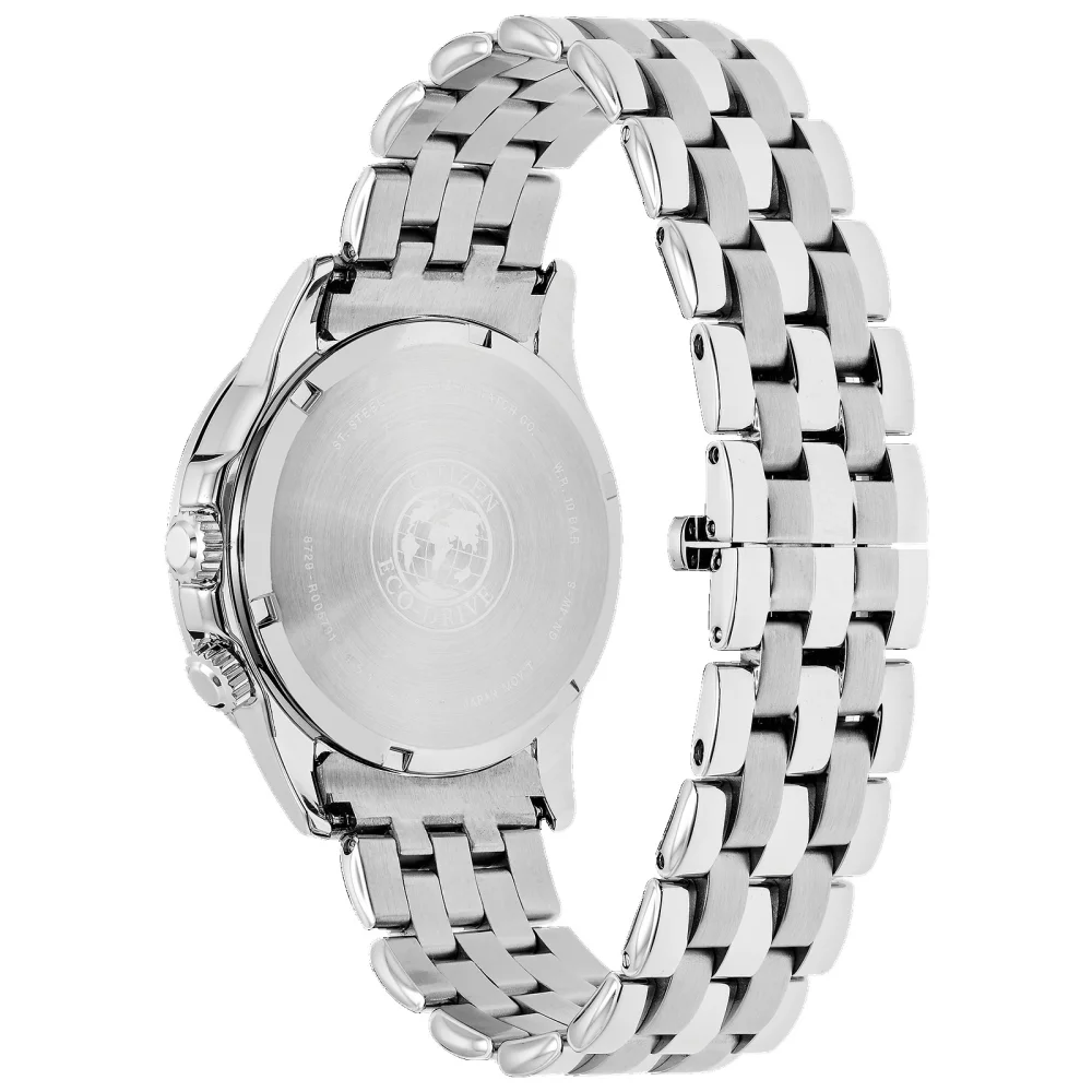 Montre Citizen® pour homme avec calendrier en argent et cadran rond bleu