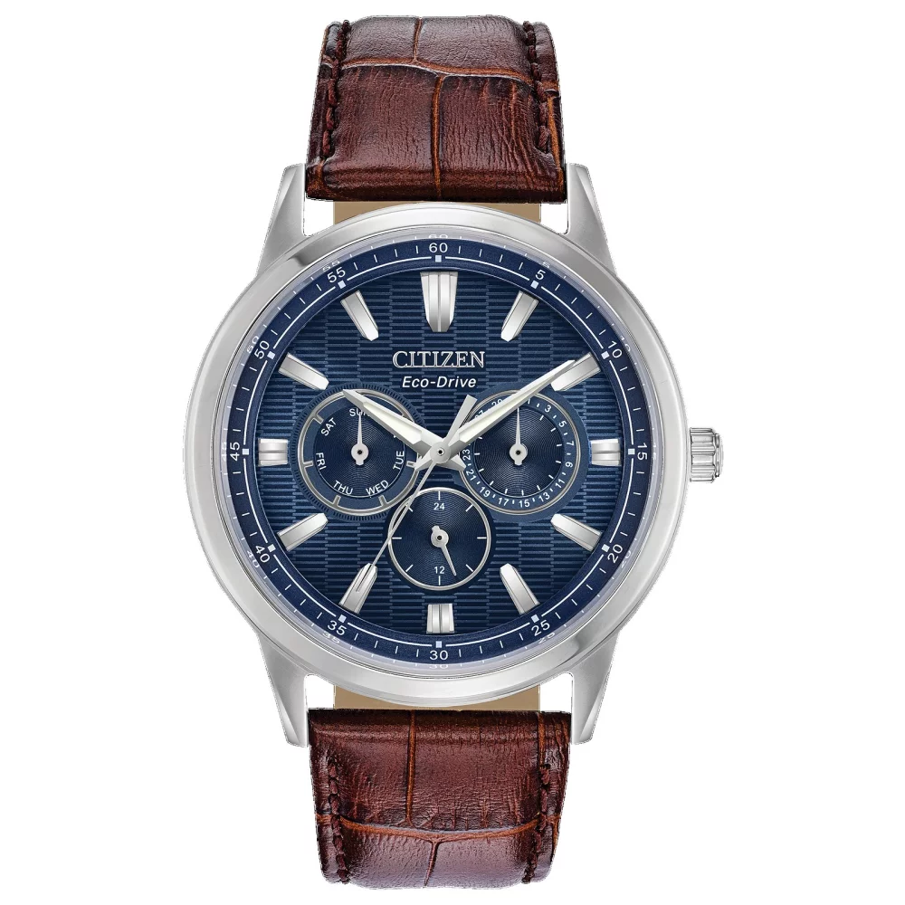 Montre classique Citizen® Corso Collection pour homme en argent avec cadran rond bleu nuit.