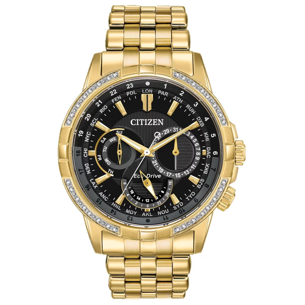 Citizen® Men's Gold Calendrier Watch w/Diamonds