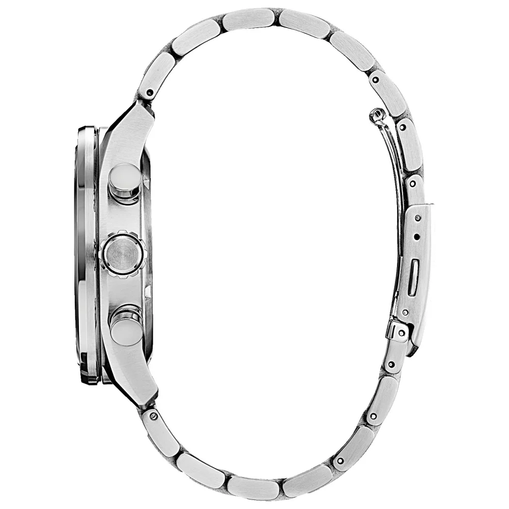 Citizen® Men's Silver Chronograph Avion Watch w/Round Blue Dial