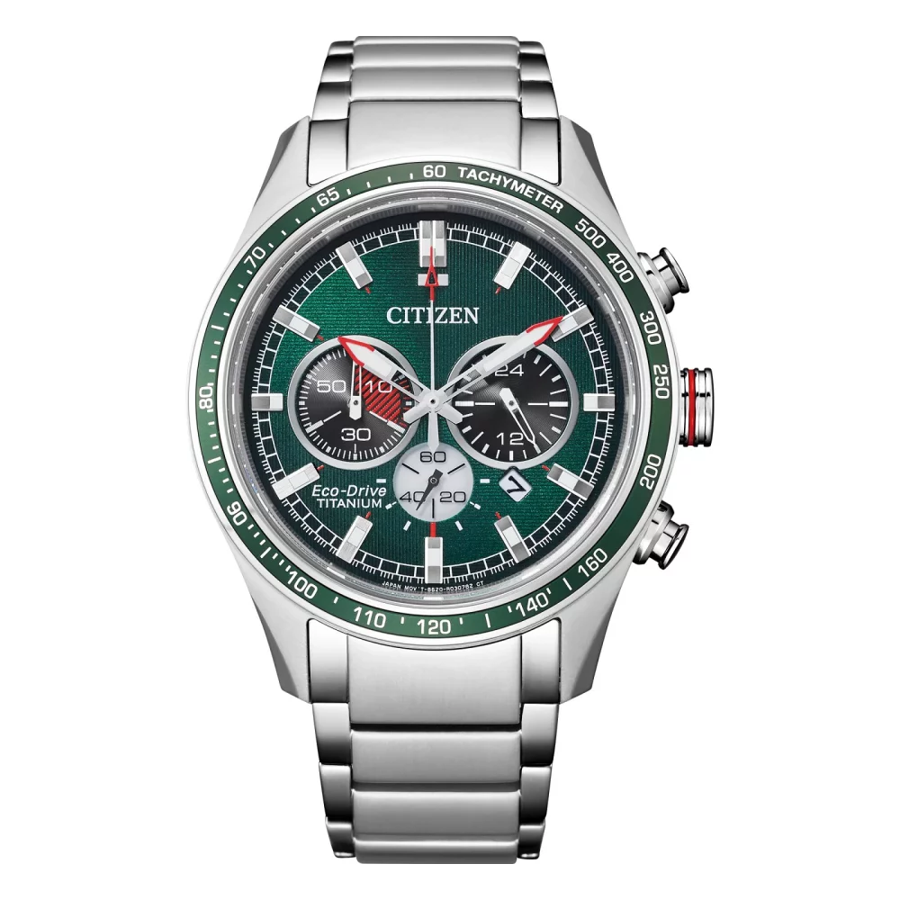 Citizen® Super Titanium™ Collection Men's Chronograph Garrison Watch w/Round Green Dial