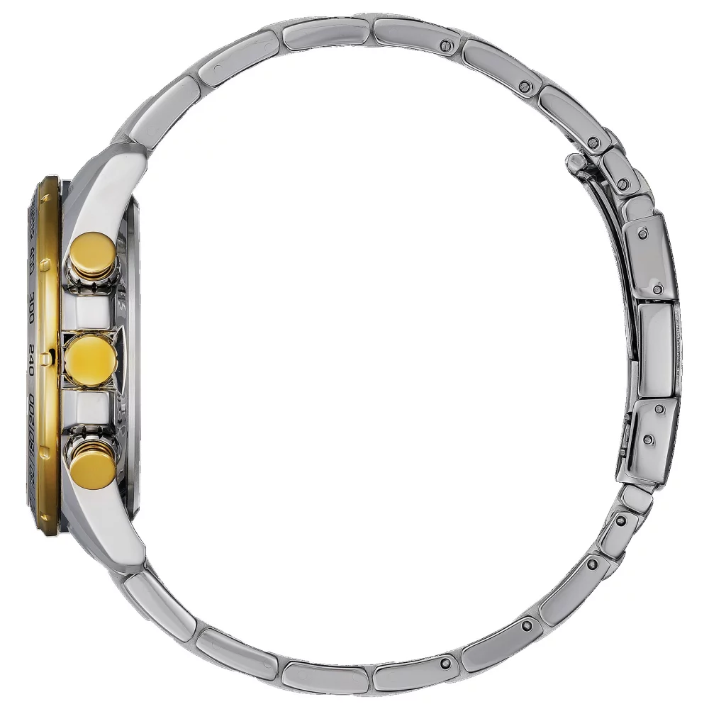 Collection de montres Citizen® Atomic Timekeeping pour hommes, modèle chronographe perpétuel A-T bicolore.