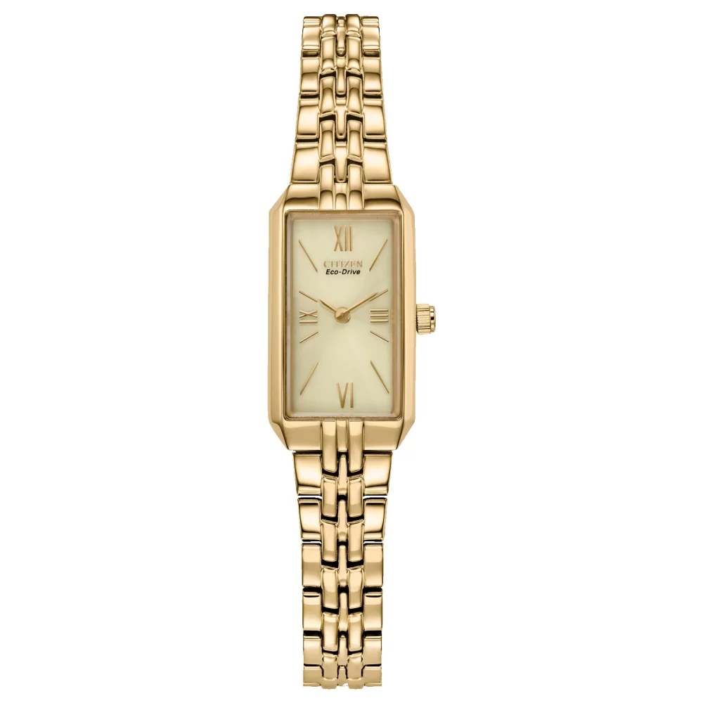Montre classique Citizen® pour femmes en or avec cadran rectangulaire