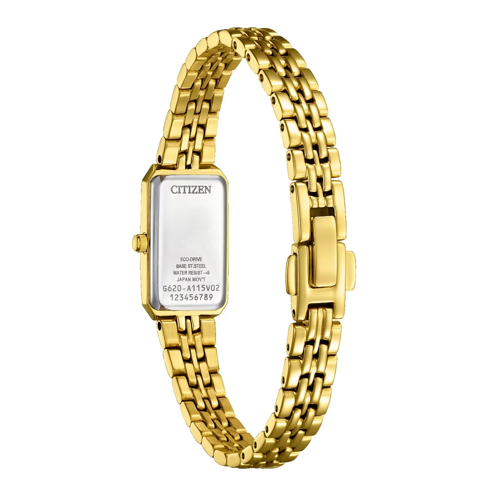 Montre classique Citizen® pour femmes en or avec cadran rectangulaire